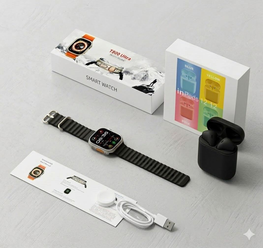 SMART WATCH T800+AUDIFONOS I12